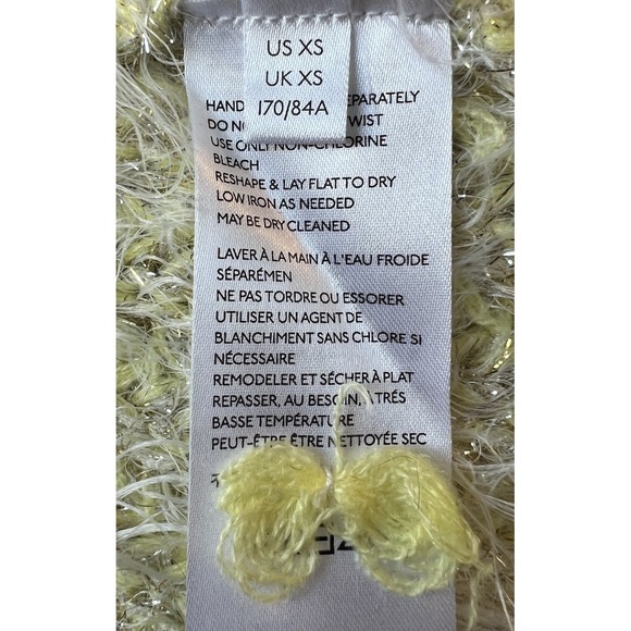 Anthropologie Yellow Larkin Shimmer Fuzzy Cardigan Sweater Size XS Cozy - Picture 7 of 8